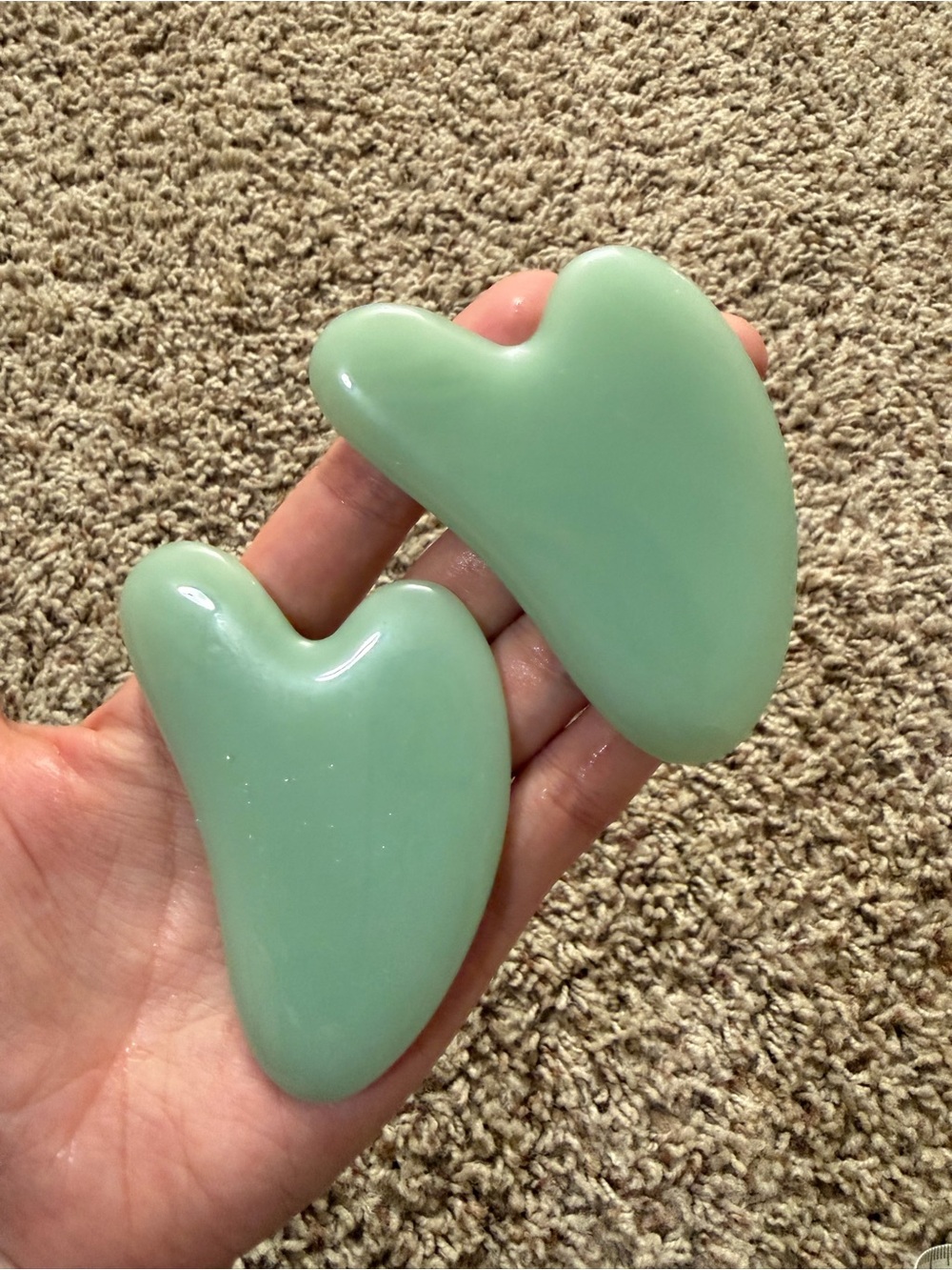 Set of 2 Green Jade Gua Sha Massage Tools New Never Used